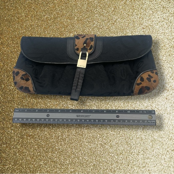 Bebe Black Clutch with Leopard Accents Removable Strap - Picture 11 of 12